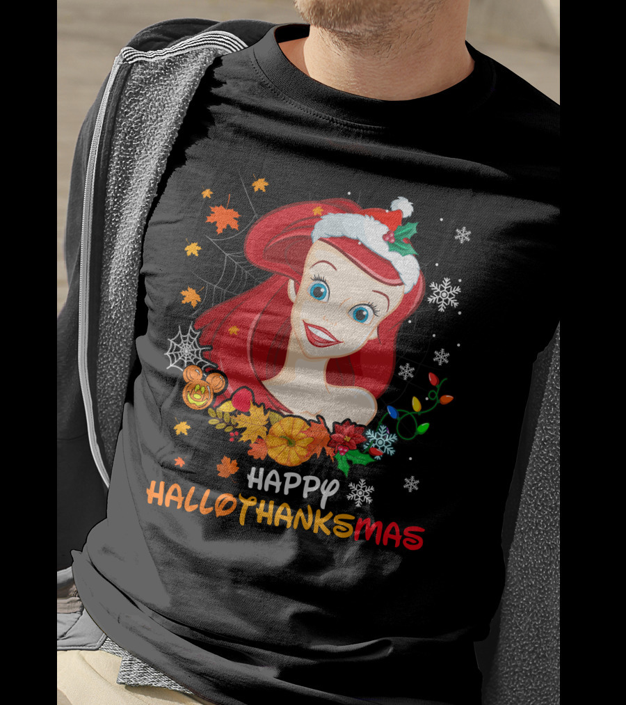 Happy Hallothanksmas Ariel Holiday Mashup T-Shirt
