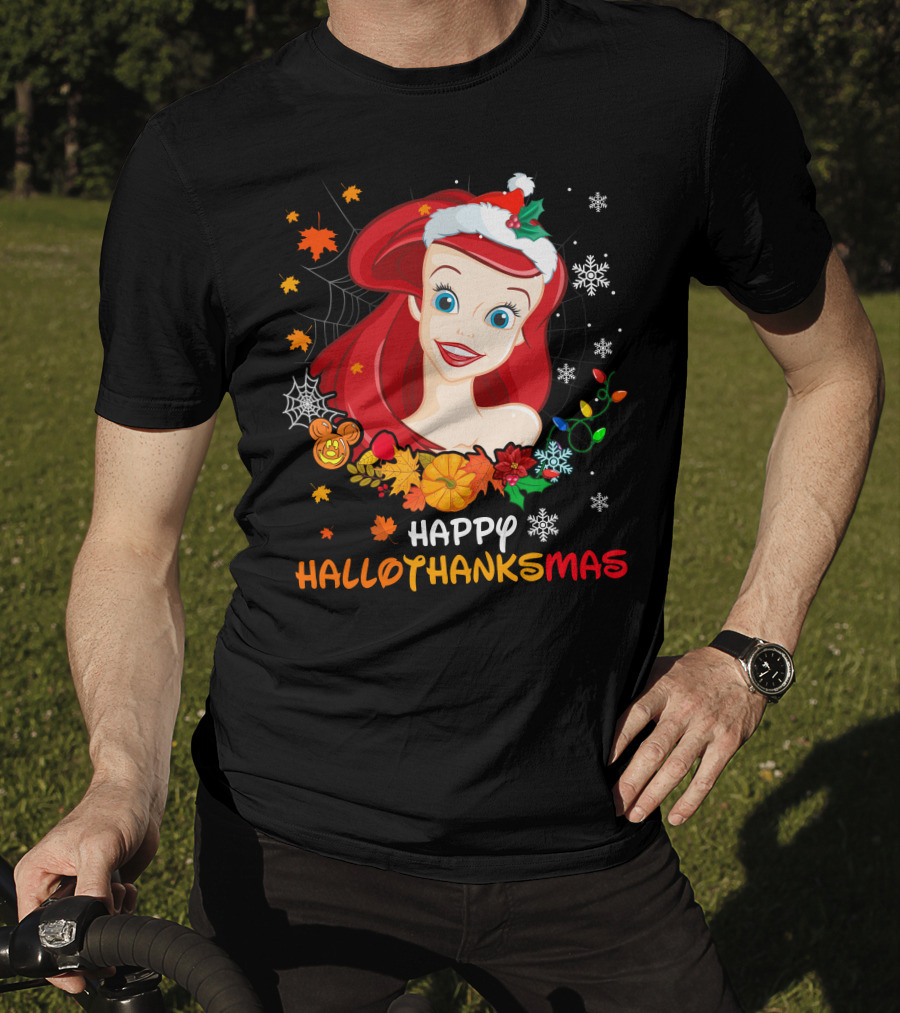 Happy Hallothanksmas Ariel Holiday Mashup T-Shirt