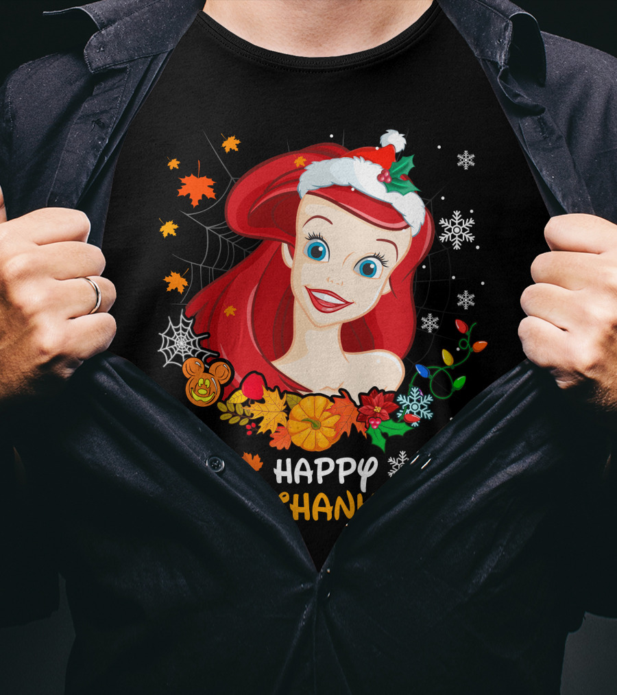 Happy Hallothanksmas Ariel Holiday Mashup T-Shirt