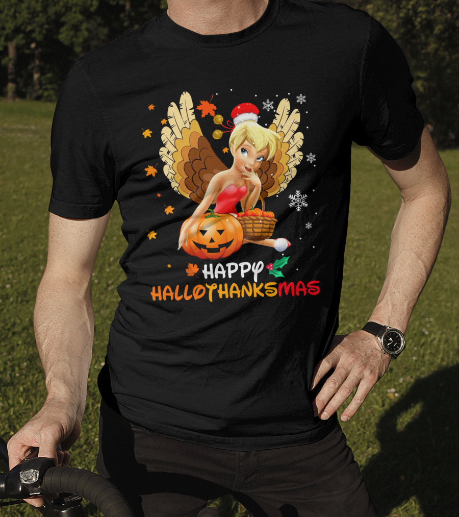 Hallowthanksmas Tinker Bell Halloween Thanksgiving Christmas T-Shirt