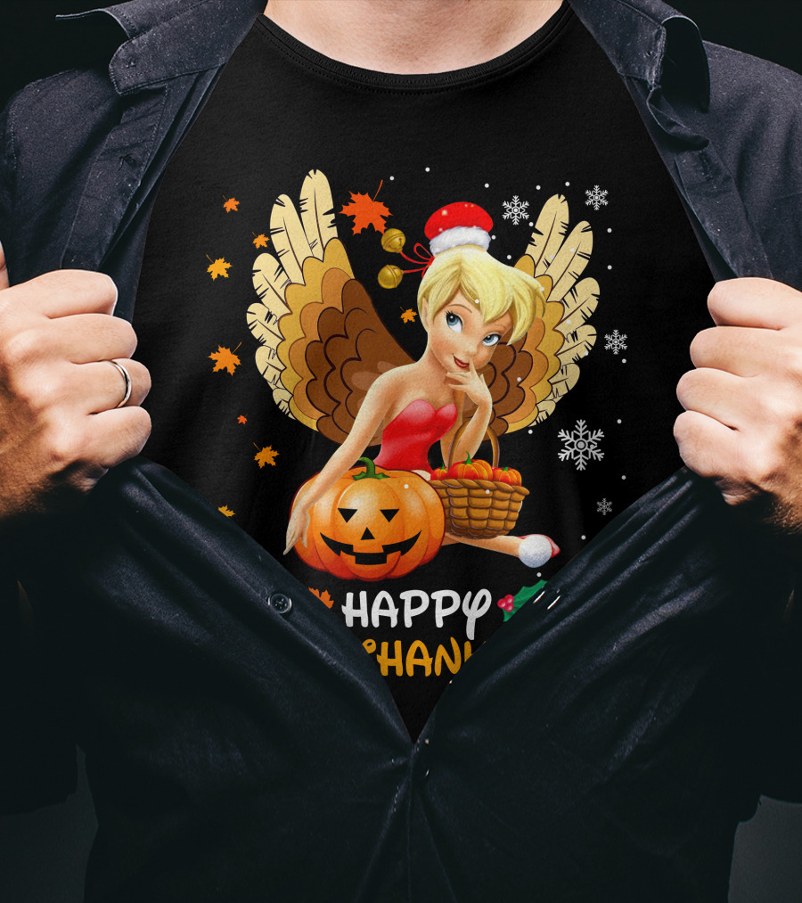 Hallowthanksmas Tinker Bell Halloween Thanksgiving Christmas T-Shirt