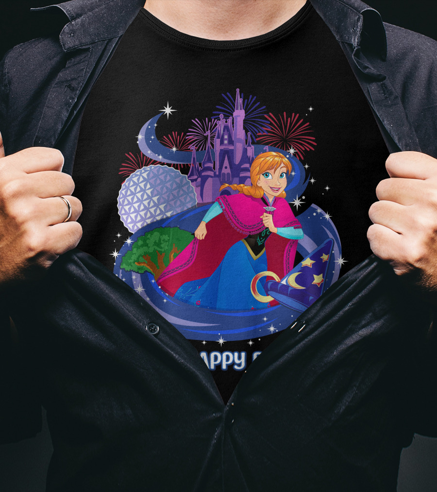 My Happy Place Anna Disney Parks Fireworks And Spaceship Earth T-Shirt