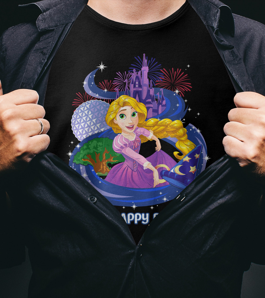 My Happy Place Rapunzel Disney Castle Fireworks T-Shirt