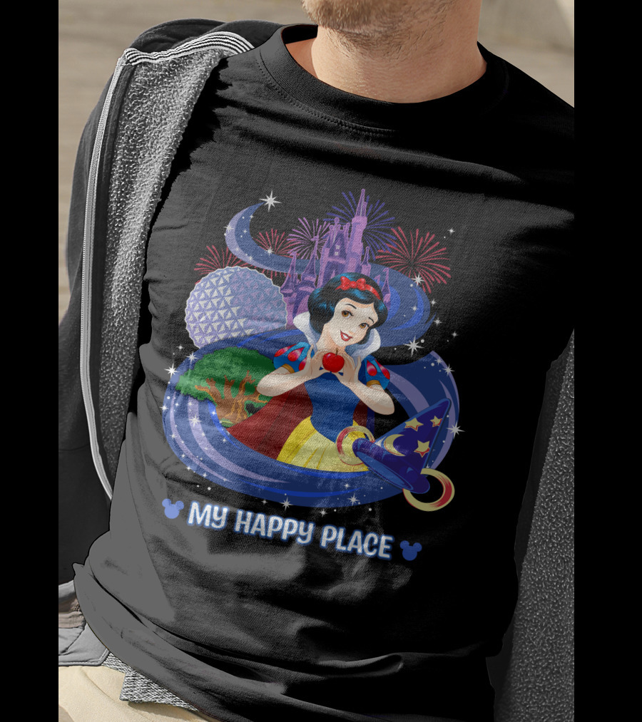 Snow White My Happy Place Disney Magic Kingdom Epcot Fireworks Sorcerer Hat T-Shirt