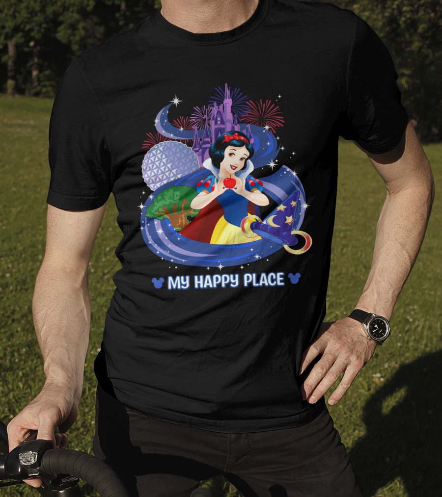 Snow White My Happy Place Disney Magic Kingdom Epcot Fireworks Sorcerer Hat T-Shirt