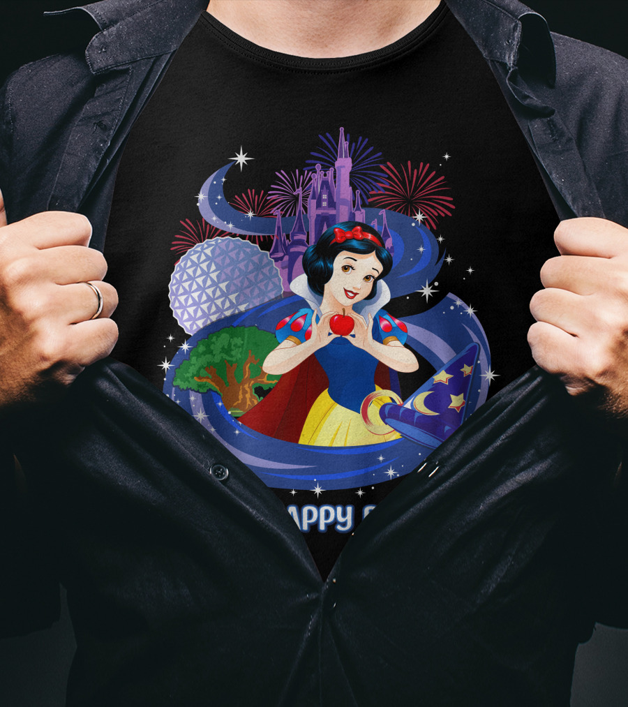 Snow White My Happy Place Disney Magic Kingdom Epcot Fireworks Sorcerer Hat T-Shirt