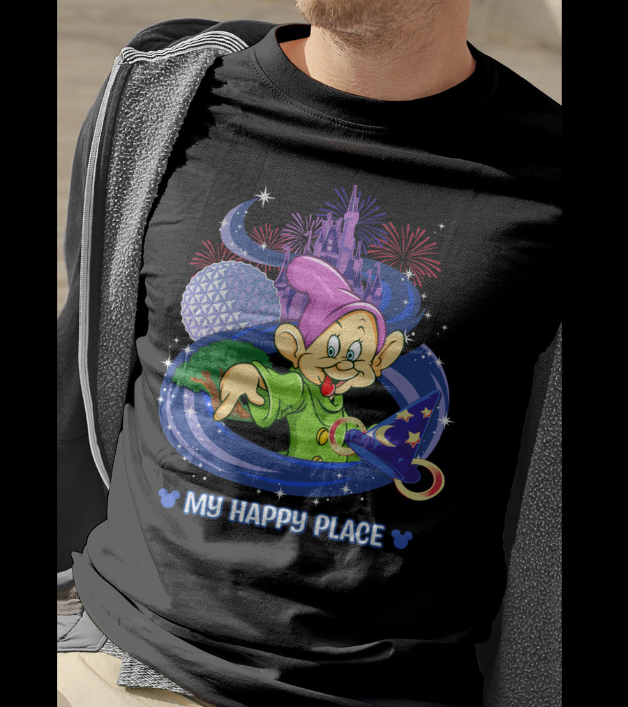 My Happy Place Dopey Castle Fireworks Magic Hat T-Shirt