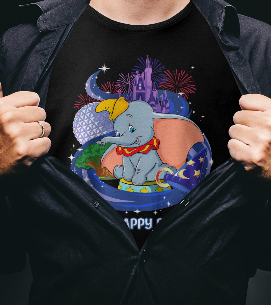 My Happy Place Dumbo Castle Magic Hat Icons T-Shirt