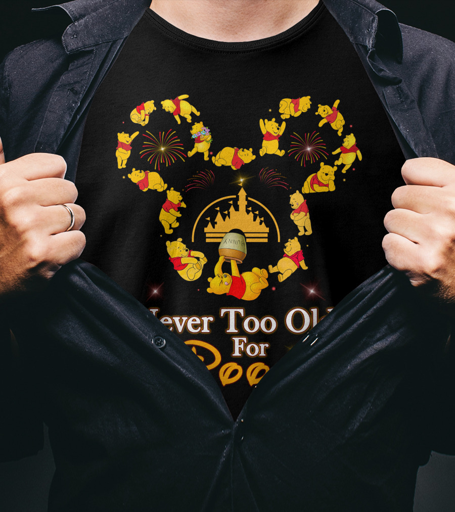 Never Too Old For Pooh Disney Castle Fireworks Celebration T-Shirt