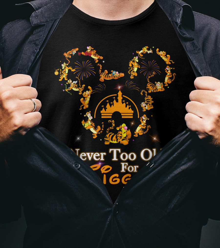 Never Too Old For Tigger Disney Fireworks Castle Mickey Head T-Shirt