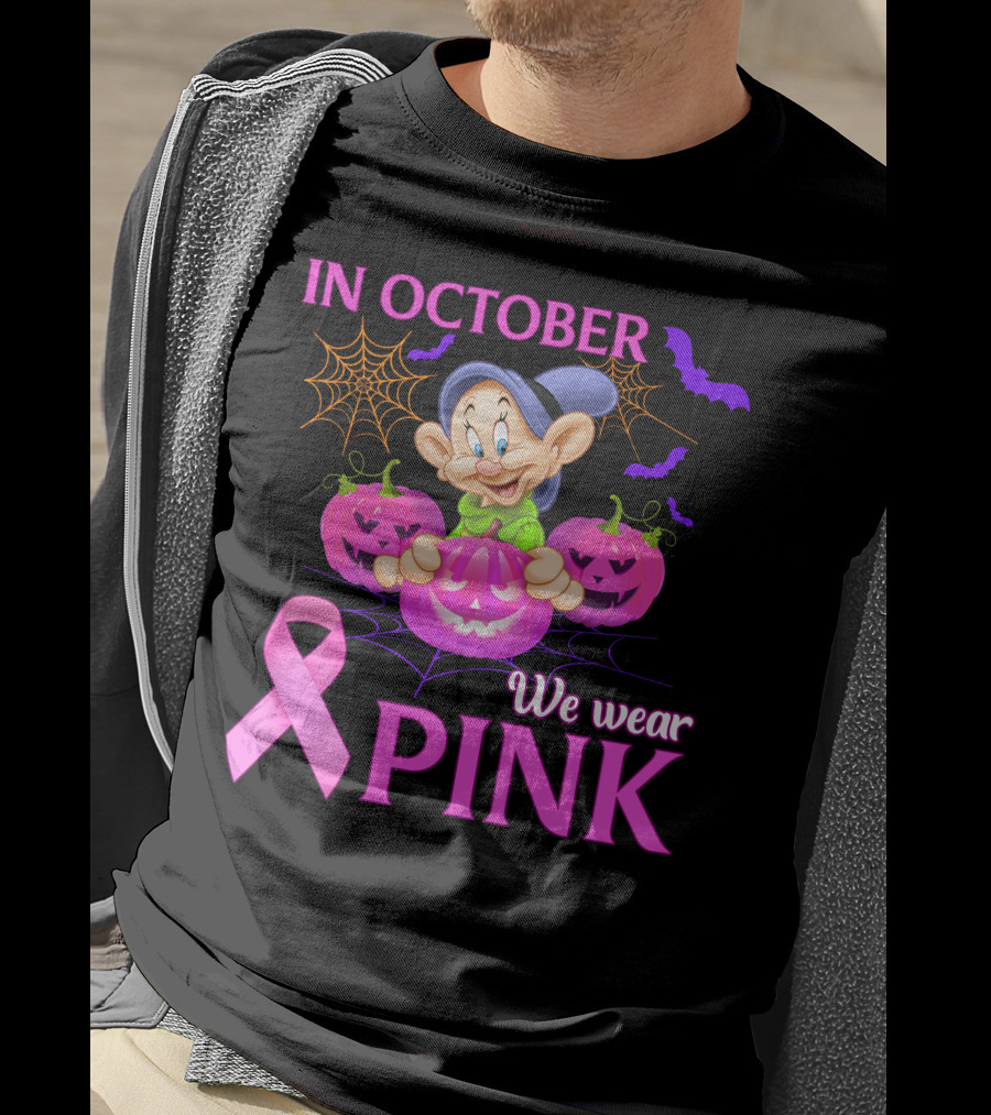 In October We Wear Pink Dopey Halloween Breast Cancer Awareness T-Shirt