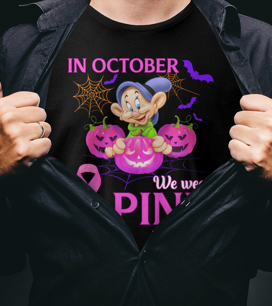 In October We Wear Pink Dopey Halloween Breast Cancer Awareness T-Shirt