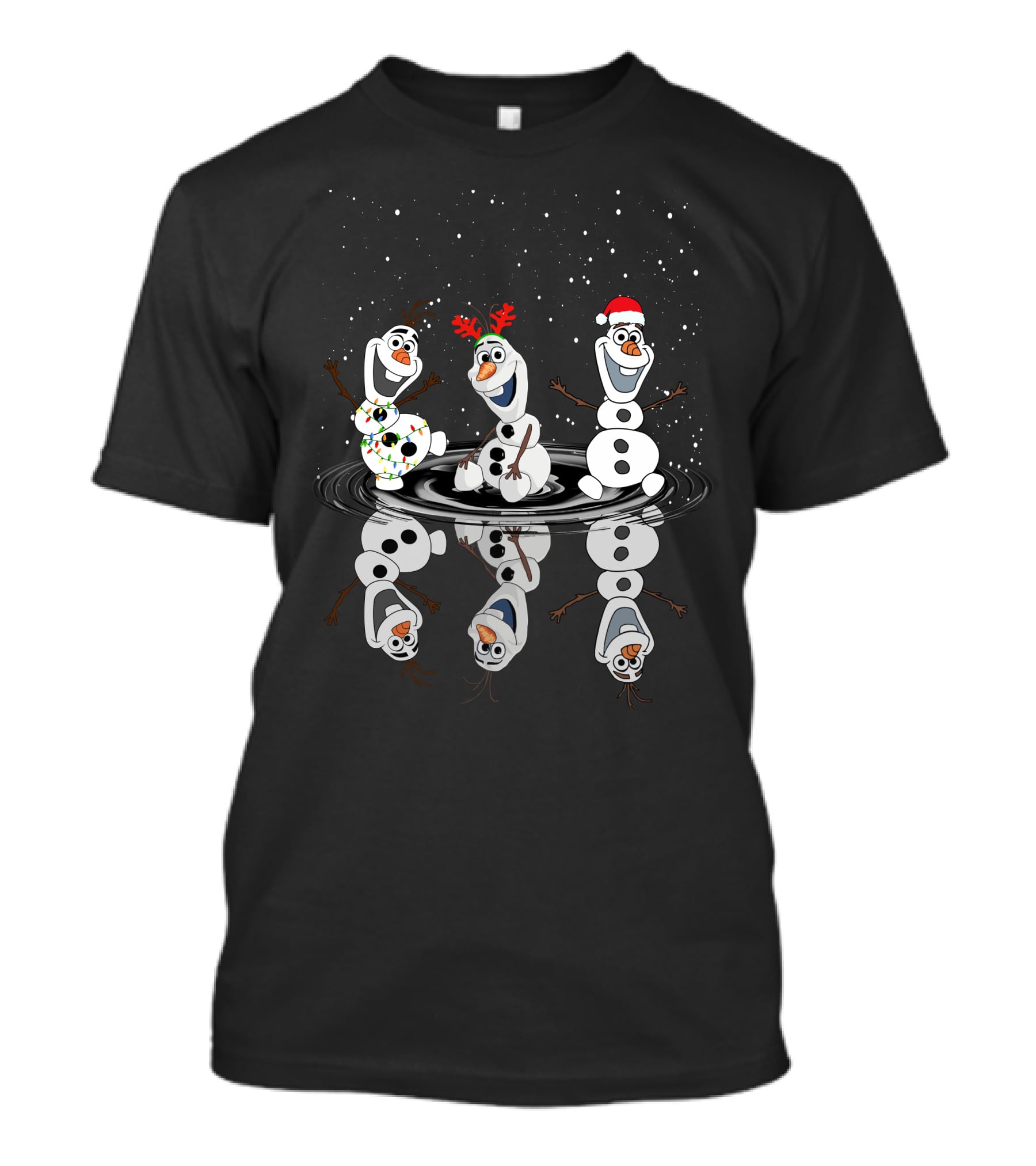 Olaf Reflections Festive Christmas Trio With Lights And Santa Hat T-Shirt