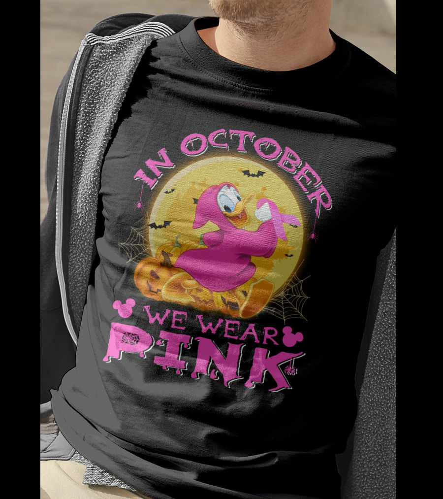 In October We Wear Pink Donald Duck Halloween T-Shirt
