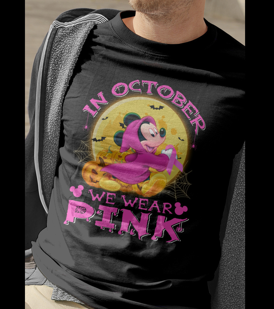 In October We Wear Pink Mickey Halloween T-Shirt