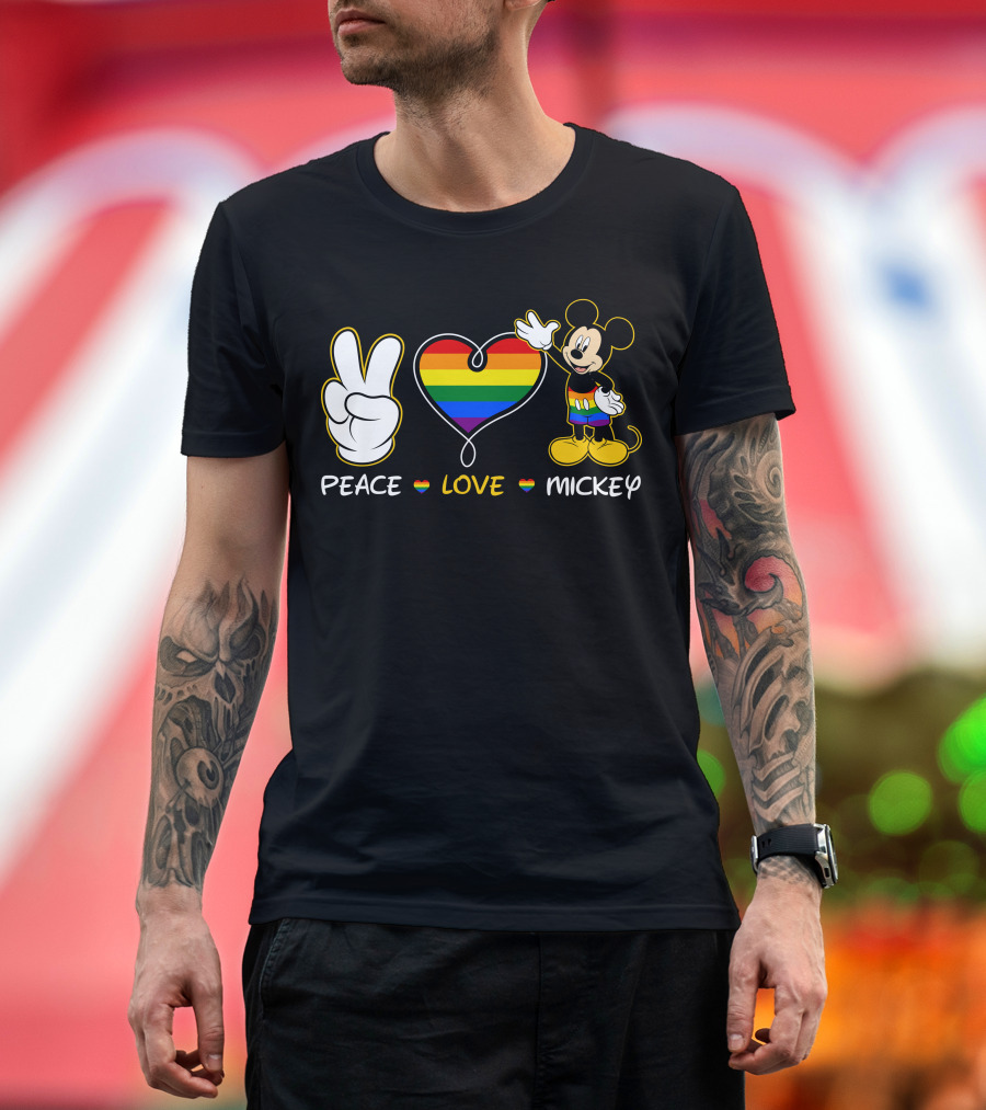 PEACE LOVE MICKEY Rainbow Pride T-Shirt