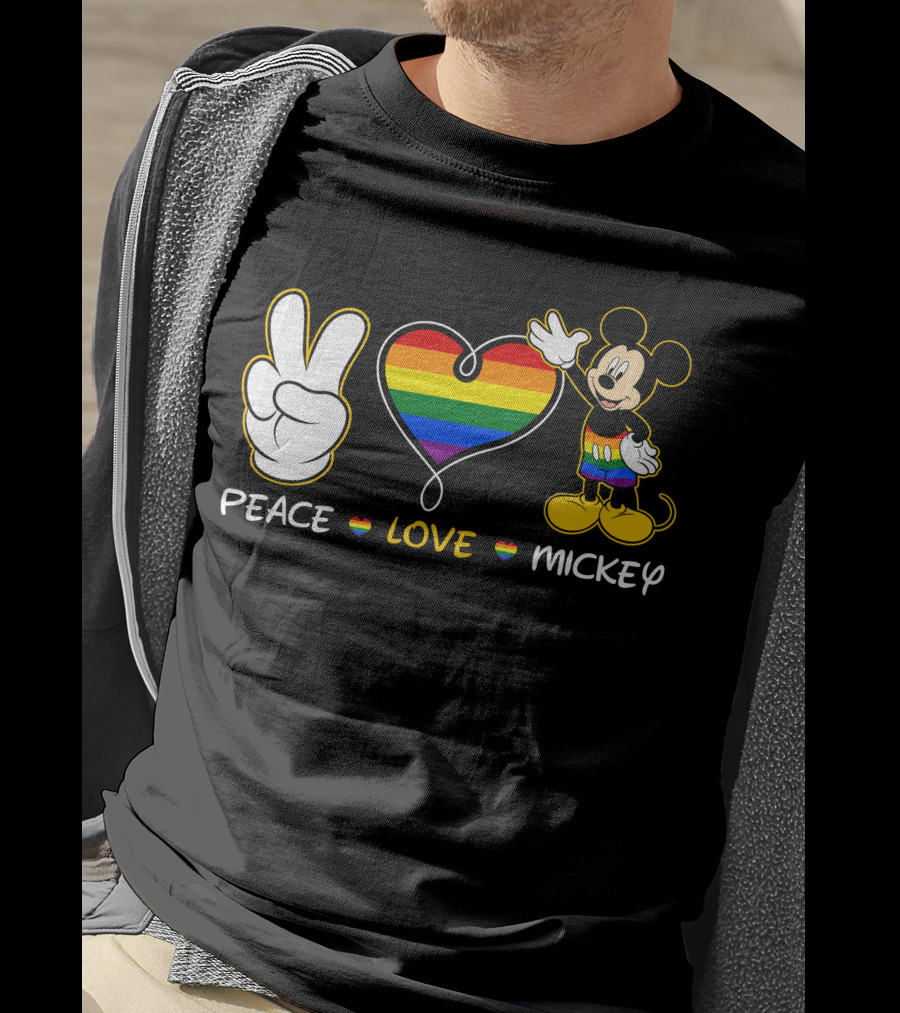 PEACE LOVE MICKEY Rainbow Pride T-Shirt