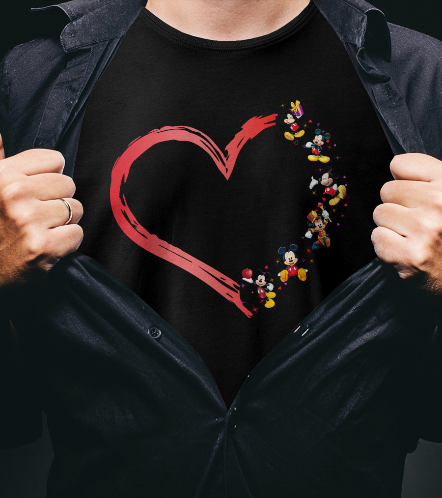 Mickey Mouse Heart Collage T-Shirt
