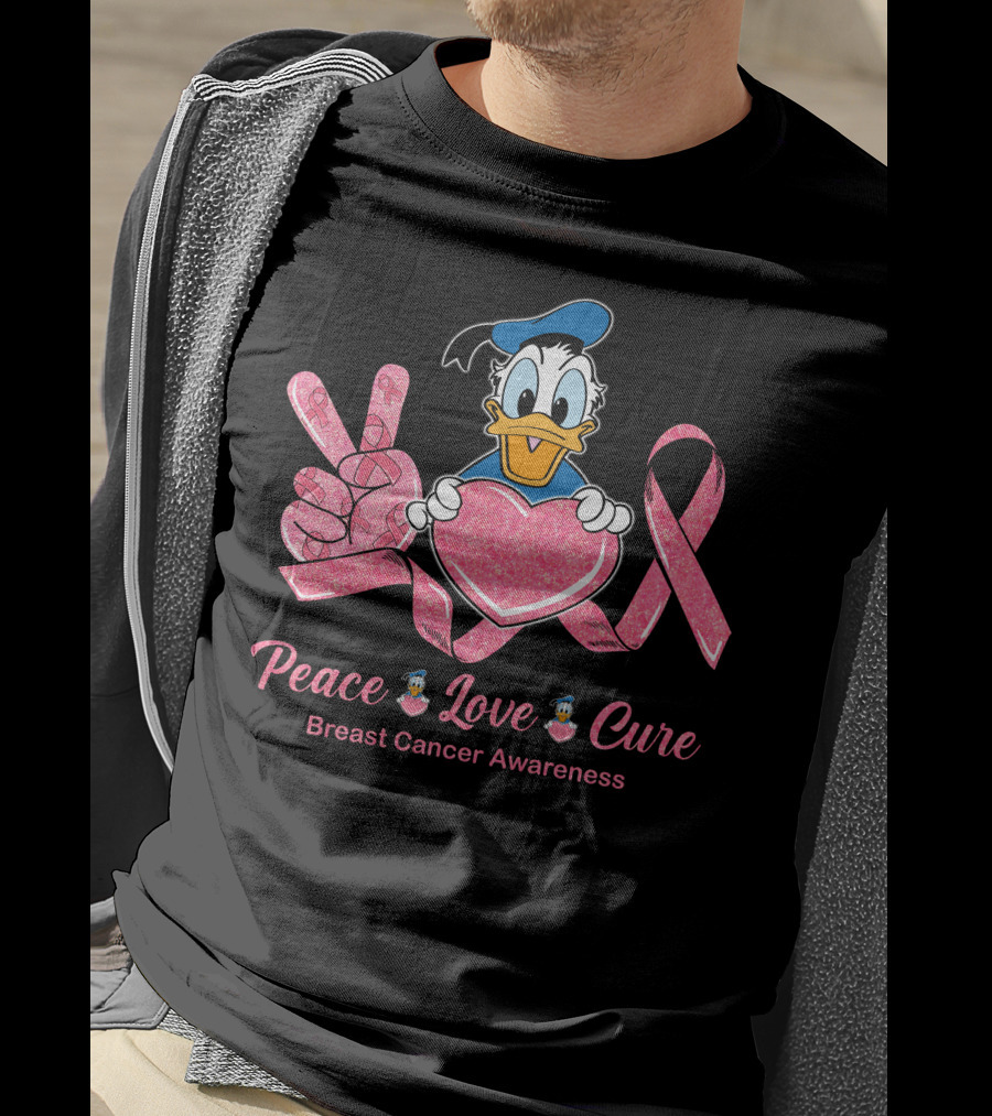 Peace Love Cure Donald Breast Cancer Awareness T-Shirt