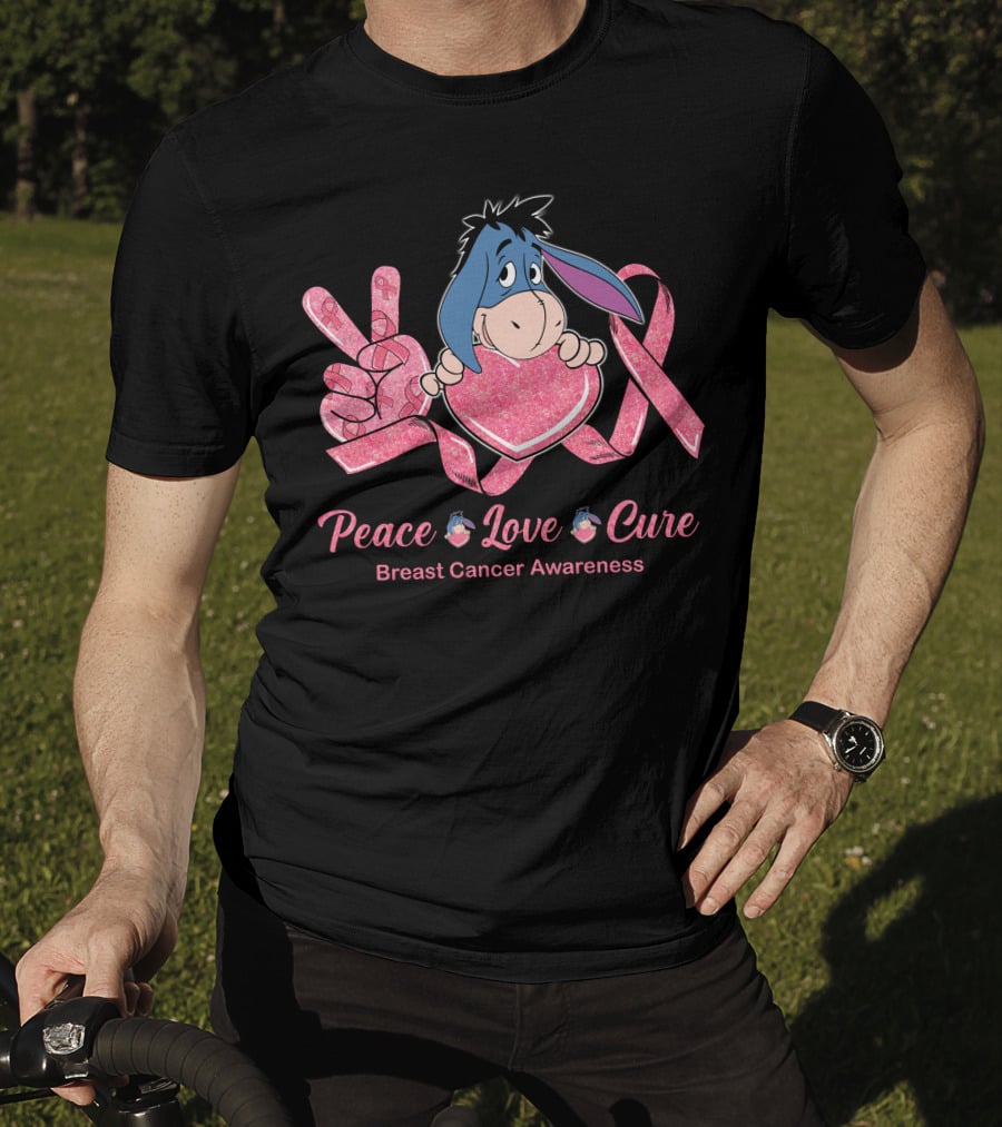 Peace Love Cure Breast Cancer Awareness Eeyore T-Shirt