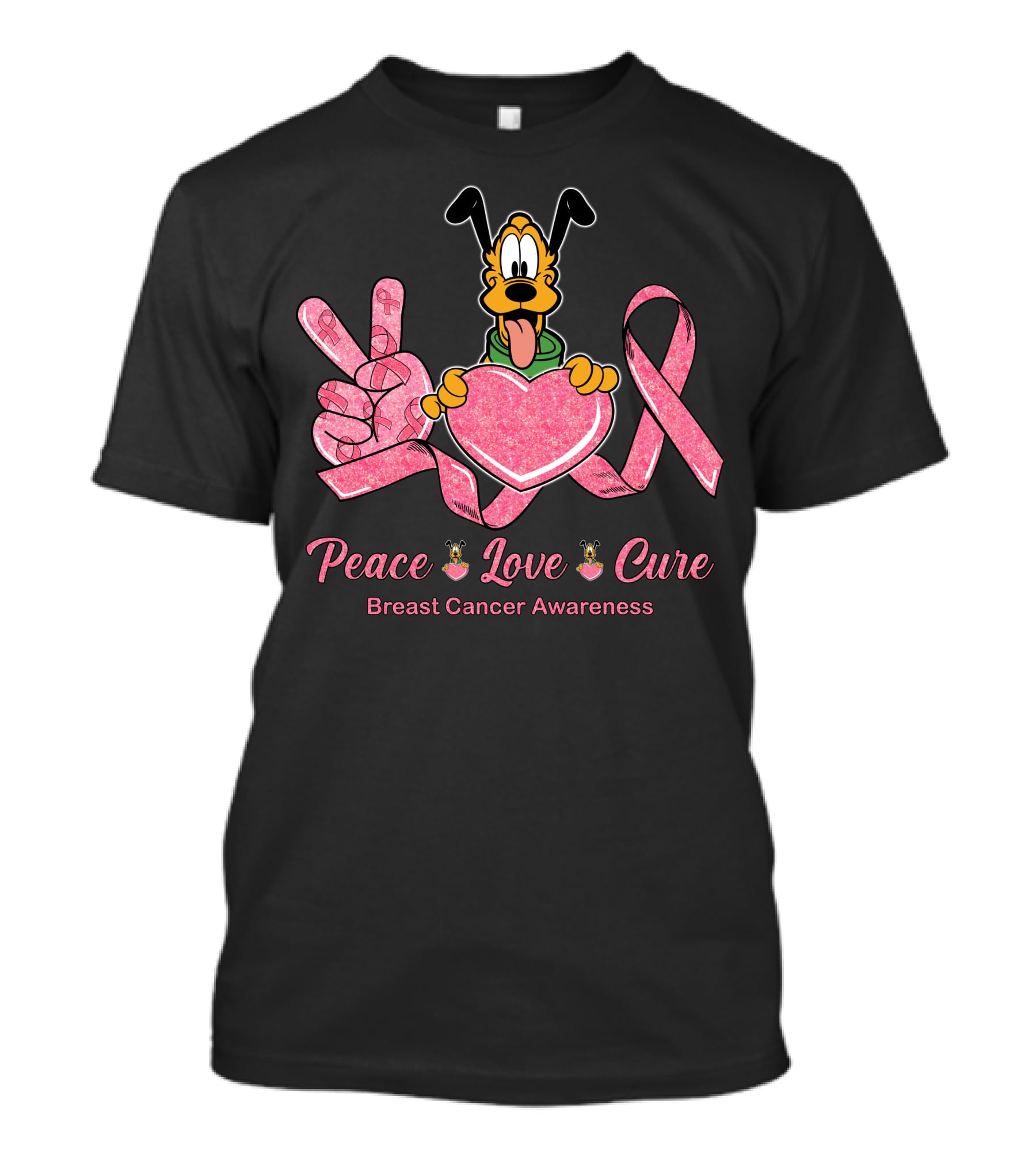 Peace Love Cure Breast Cancer Awareness T-Shirt