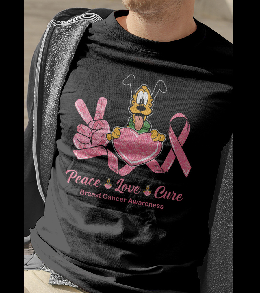 Peace Love Cure Breast Cancer Awareness T-Shirt