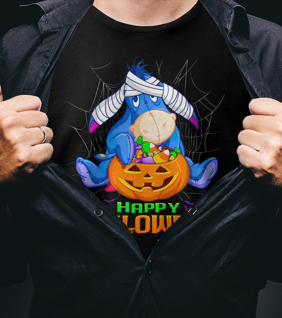 Eeyore Happy Halloween Pumpkin Candy Basket T-Shirt
