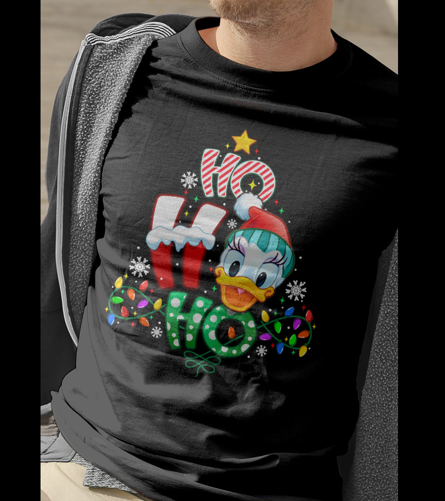 Ho Ho Ho Daisy Duck Christmas Lights And Snowflakes T-Shirt