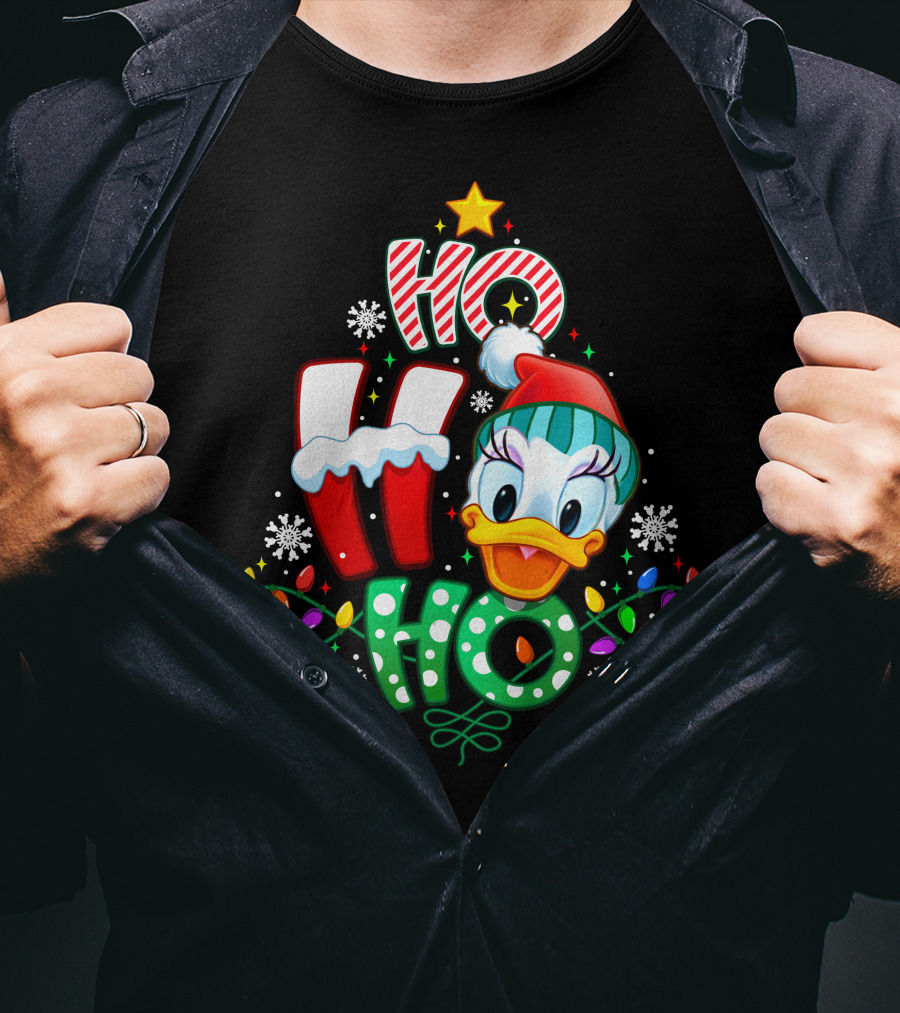 Ho Ho Ho Daisy Duck Christmas Lights And Snowflakes T-Shirt