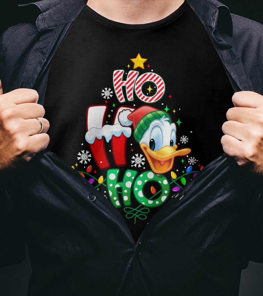 Donald Duck Christmas Ho Ho Ho Festive Lights T-Shirt