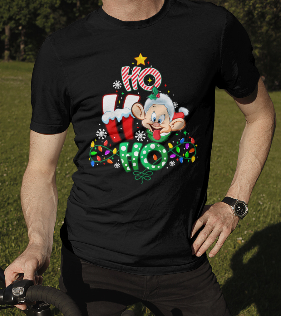 Dopey Ho Ho Ho Christmas Lights Snowflakes Holiday Cheer T-Shirt