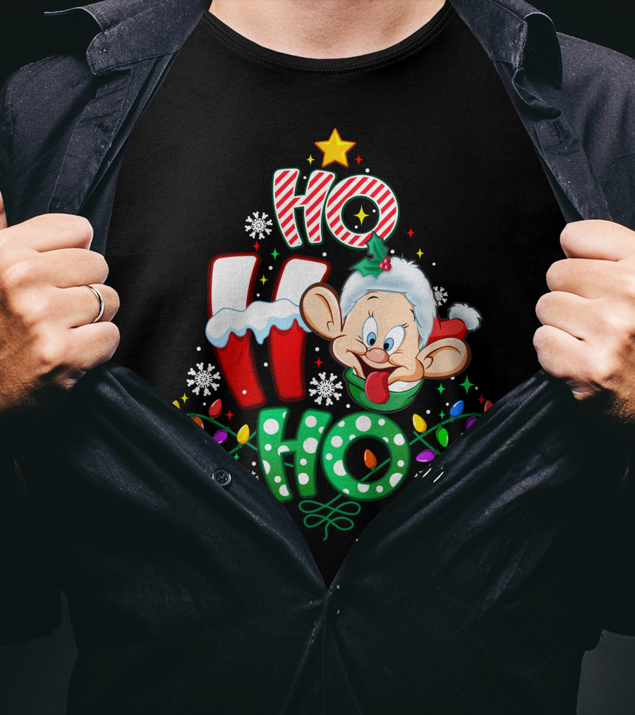 Dopey Ho Ho Ho Christmas Lights Snowflakes Holiday Cheer T-Shirt