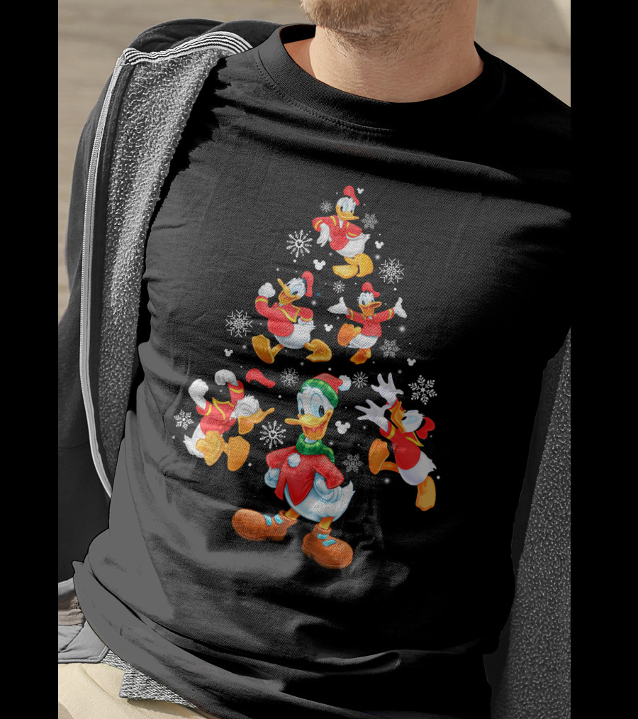 Donald Duck Christmas Tree Snowflakes Santa Hat T-Shirt