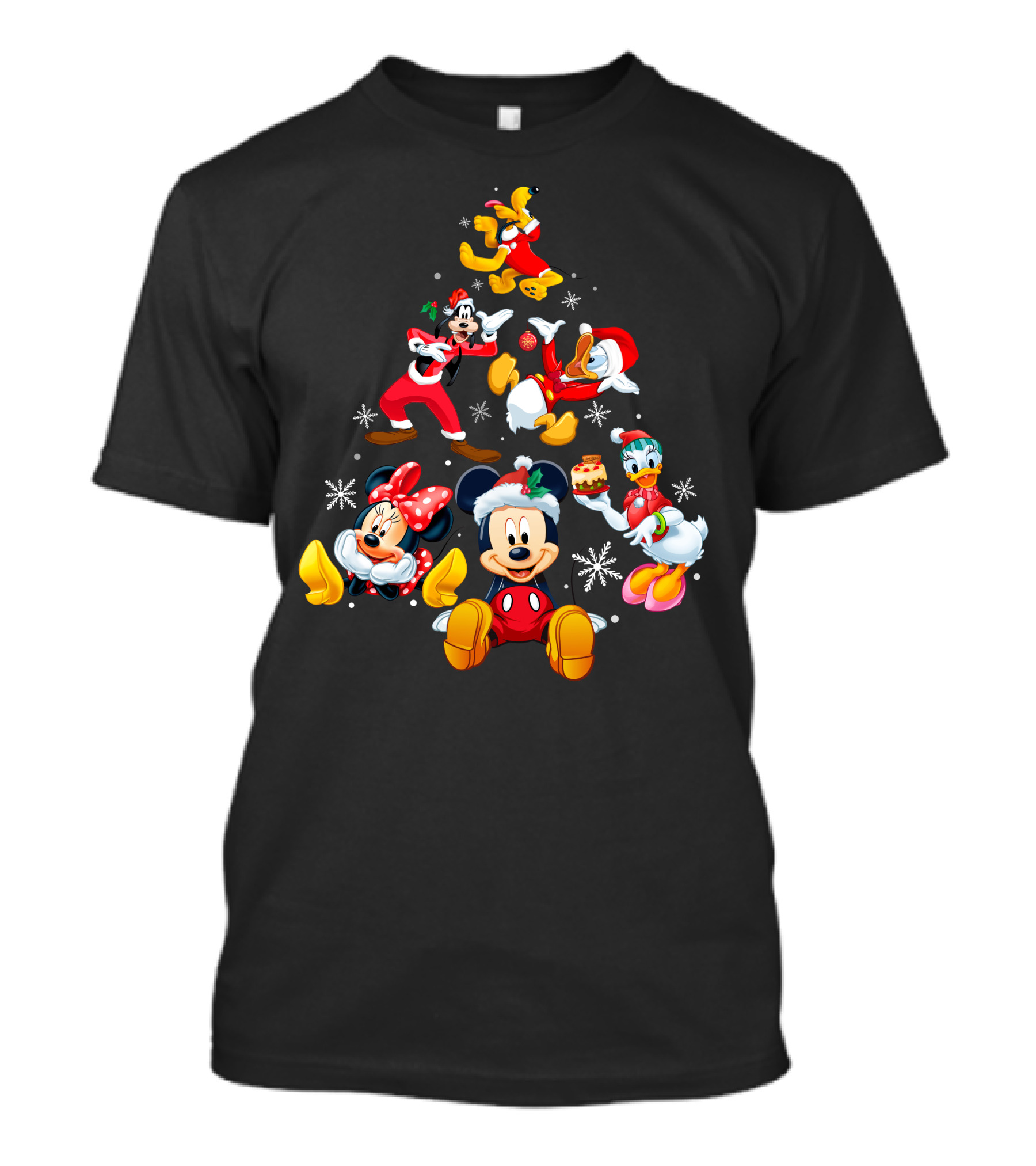 Mickey Minnie Donald Goofy Pluto Daisy Christmas Tree Noel T-Shirt