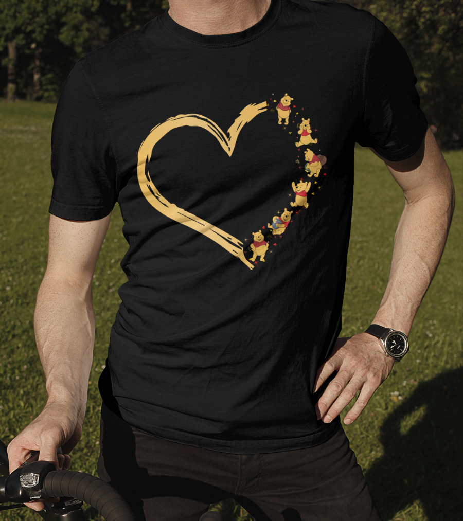 Winnie The Pooh Characters Heart-Shaped T-Shirt