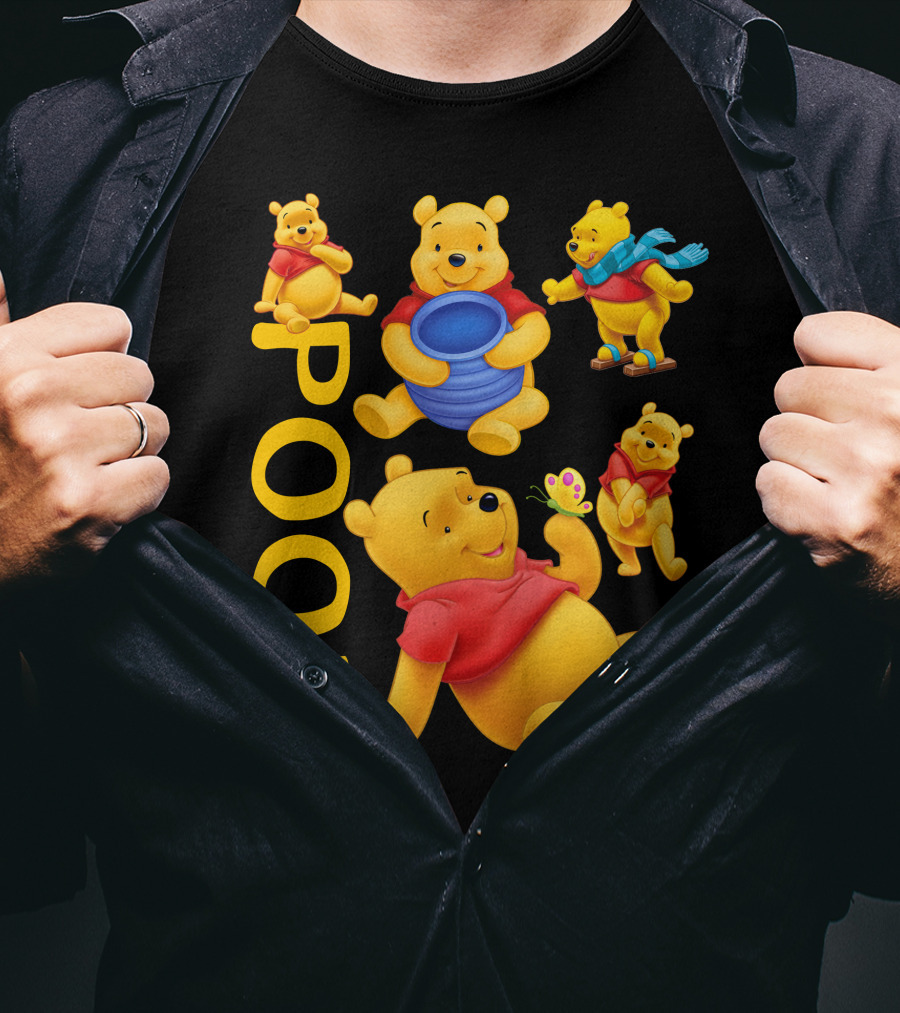 Pooh With Honey Pot And Playful Poses T-Shirt