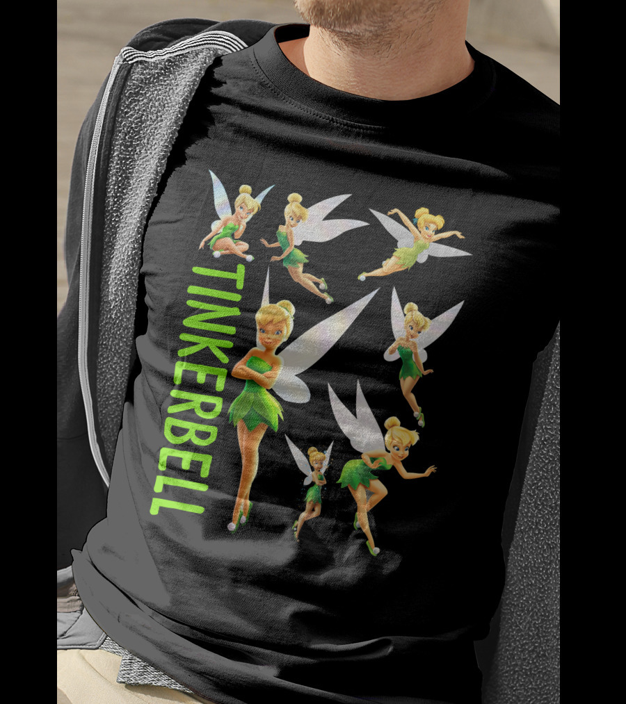 Tinker Bell Fairies In Action With Wings And Green Dress T-Shirt