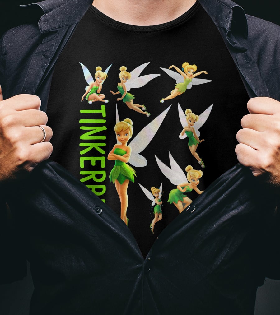 Tinker Bell Fairies In Action With Wings And Green Dress T-Shirt