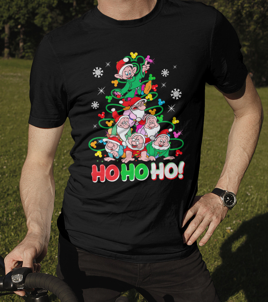 Ho Ho Ho Snow White 7 Dwarfs Christmas Tree Stacking T-Shirt