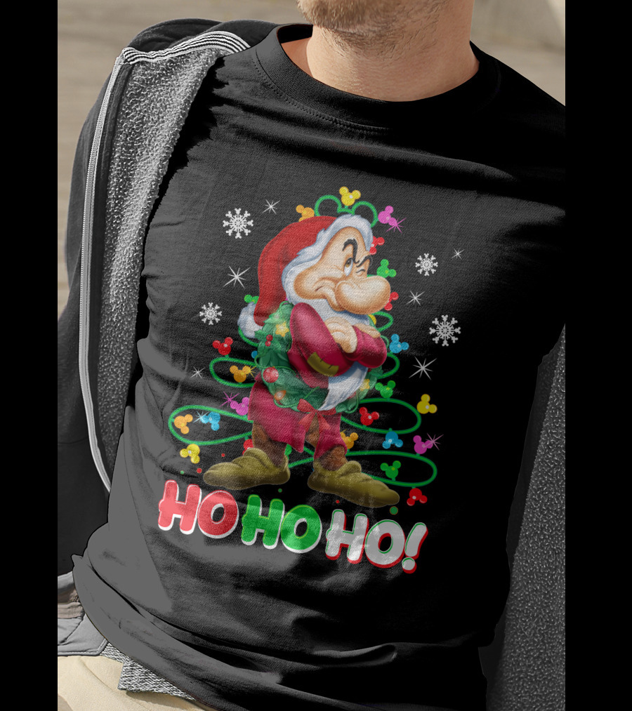 Grumpy Ho Ho Ho Christmas Mickey Snowflakes Disneyland T-Shirt
