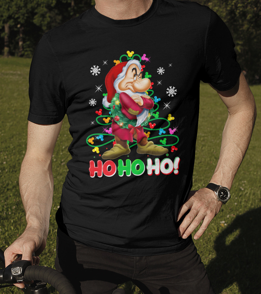 Grumpy Ho Ho Ho Christmas Mickey Snowflakes Disneyland T-Shirt