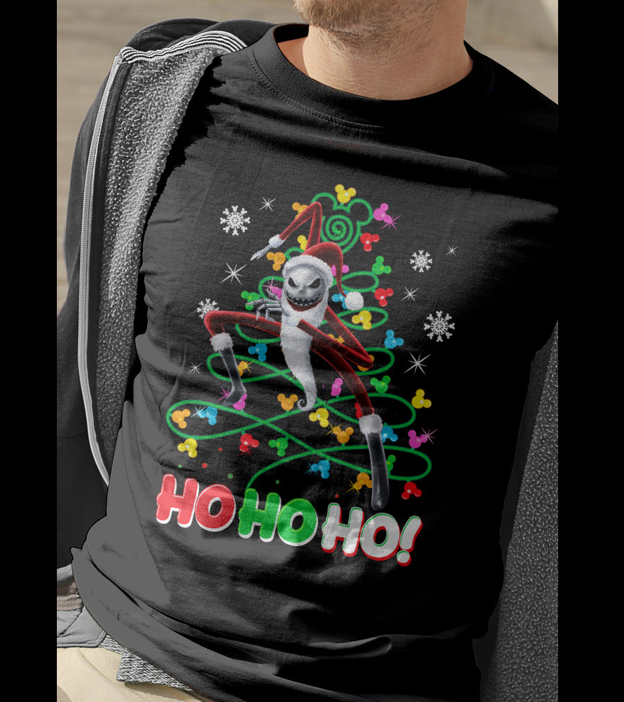 Jack Skellington Christmas Ho Ho Ho Santa Costume Snowflakes Disney Holiday T-Shirt