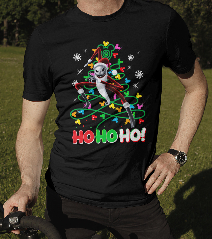 Jack Skellington Christmas Ho Ho Ho Santa Costume Snowflakes Disney Holiday T-Shirt