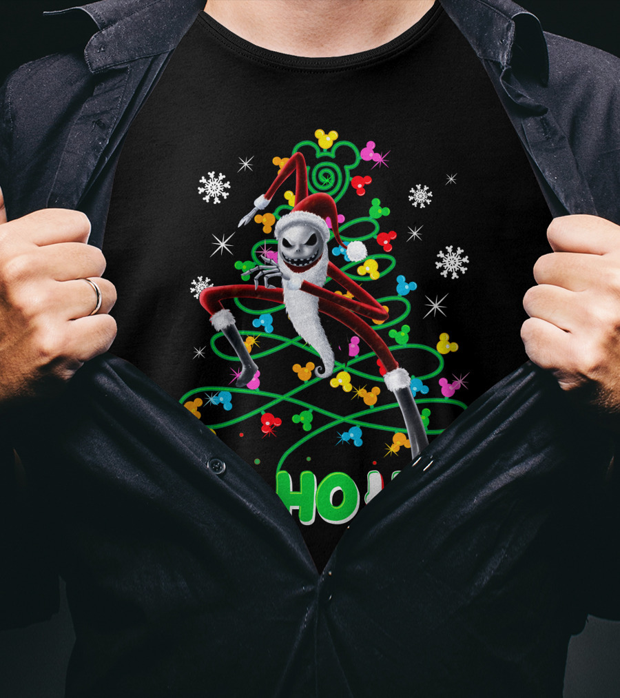 Jack Skellington Christmas Ho Ho Ho Santa Costume Snowflakes Disney Holiday T-Shirt