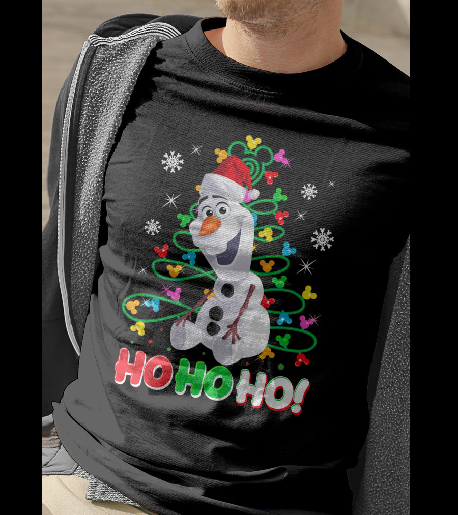 Olaf Christmas Santa Hat Snowflakes Ho Ho Ho Disney Frozen T-Shirt