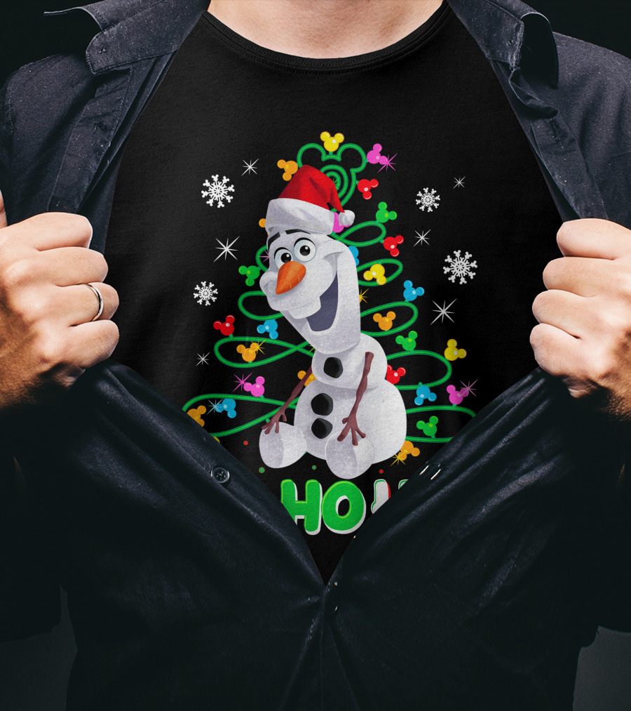 Olaf Christmas Santa Hat Snowflakes Ho Ho Ho Disney Frozen T-Shirt