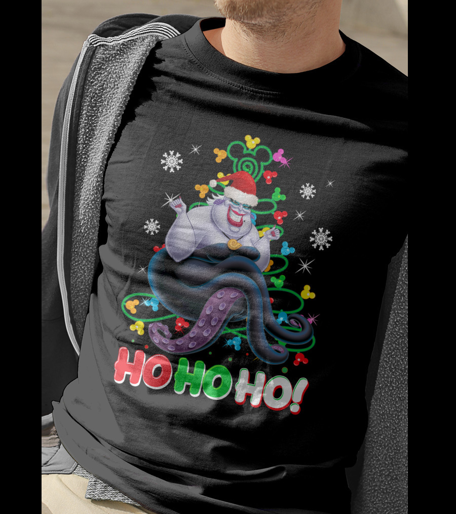 Ursula Christmas Ho Ho Ho Santa Hat Snowflakes T-Shirt