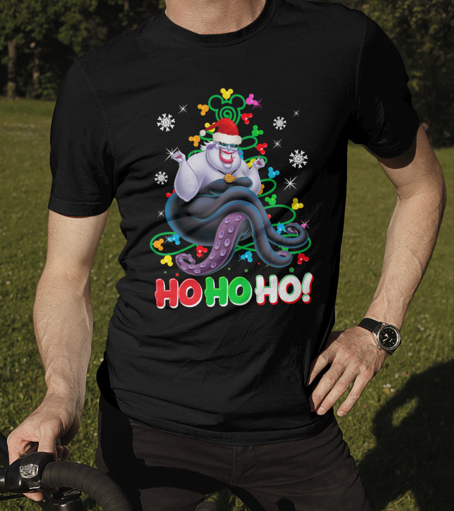 Ursula Christmas Ho Ho Ho Santa Hat Snowflakes T-Shirt