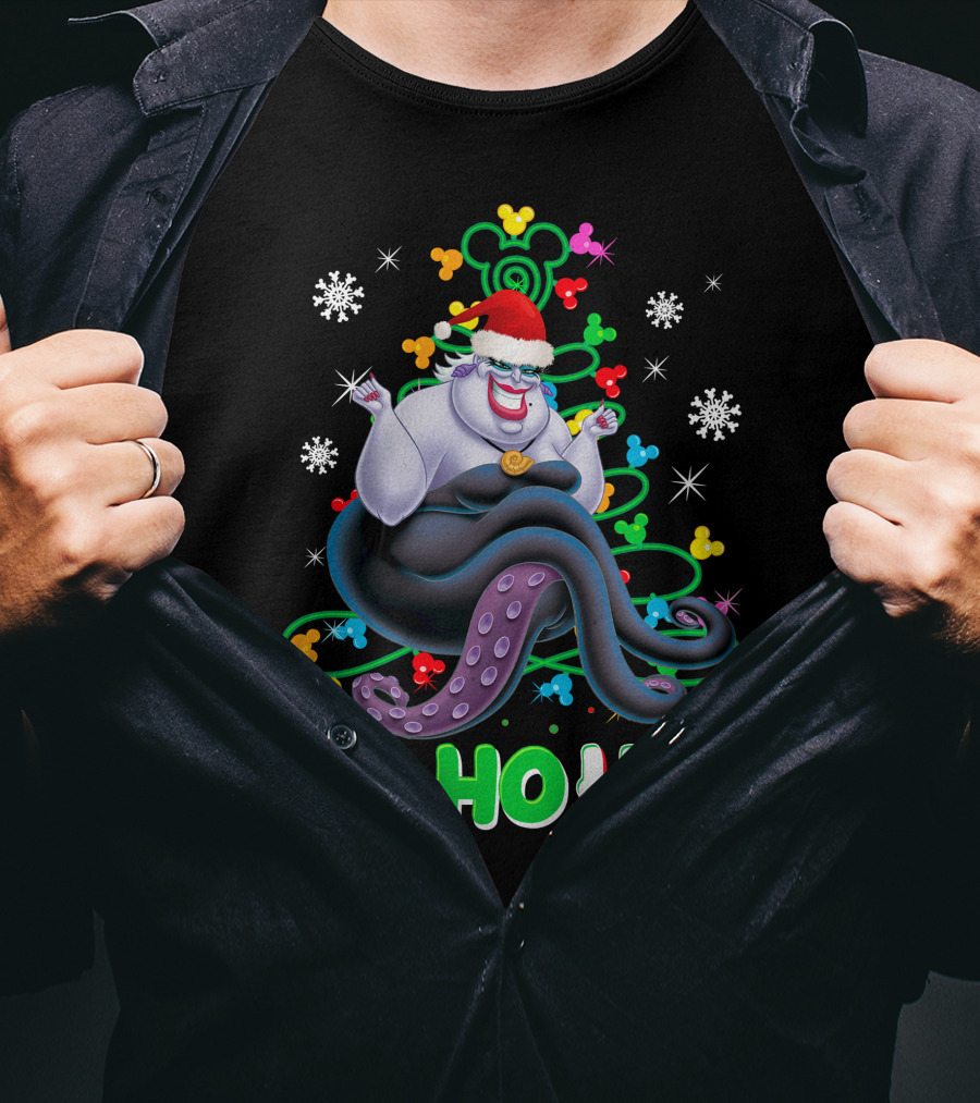 Ursula Christmas Ho Ho Ho Santa Hat Snowflakes T-Shirt
