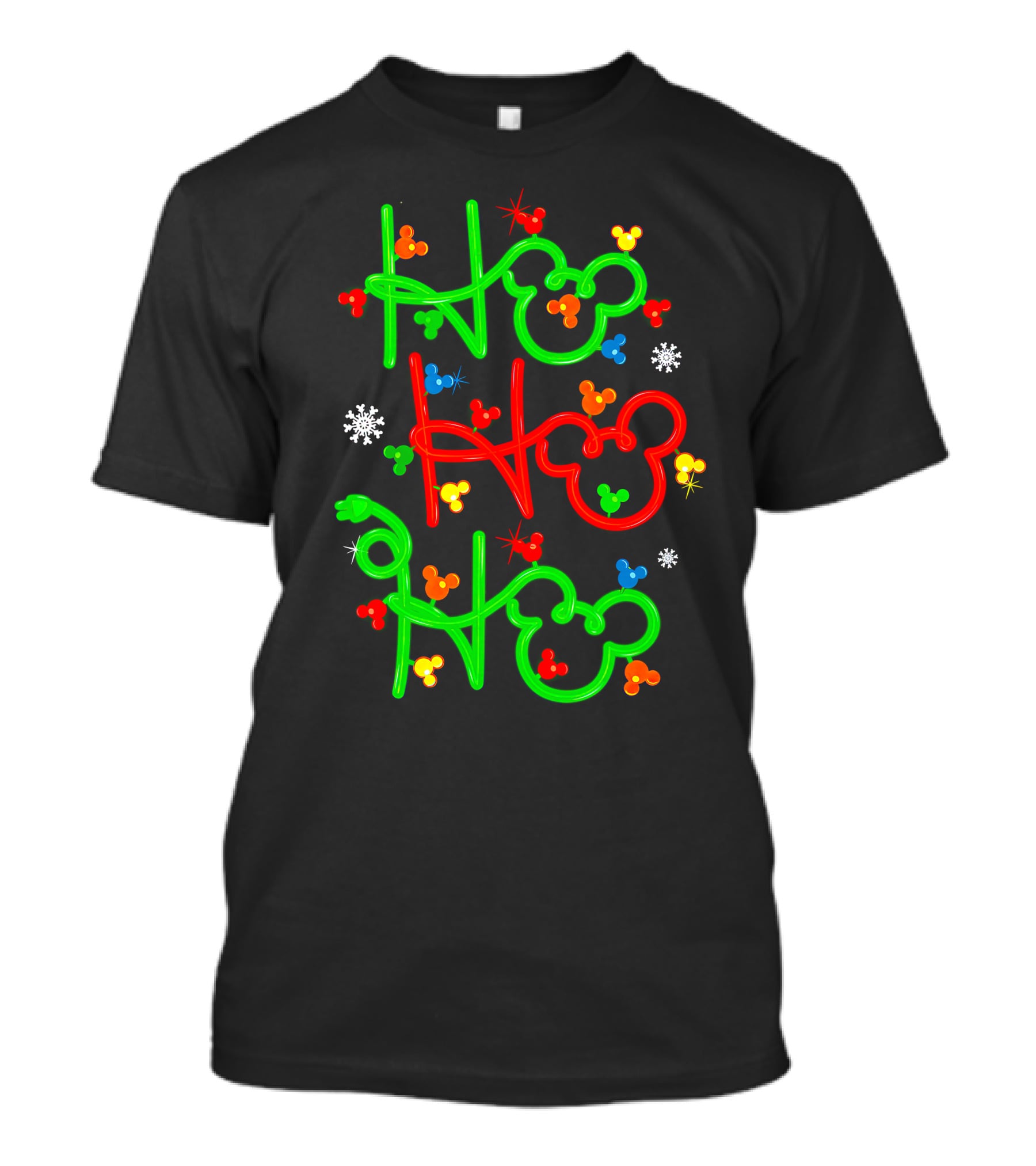 Ho Ho Ho Mickey Head Christmas Lights T-Shirt